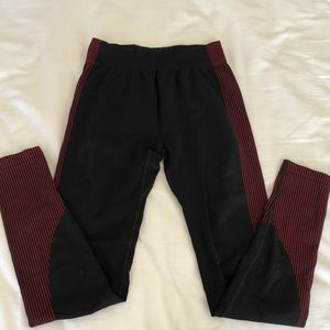 zara black leggings w red detailing